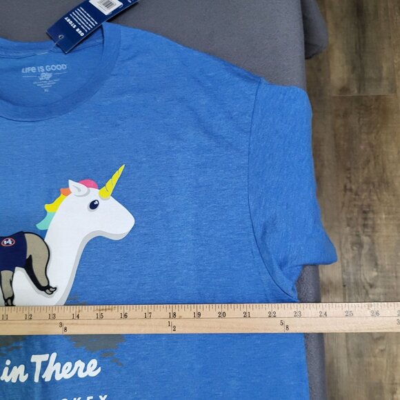 Life is Good Tampa Bay Lightning Hang in There T Shirt XL Sloth Unicorn Blue 47 - Picture 8 of 8